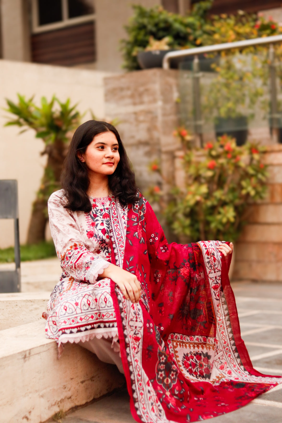 vine Digital printed cotton kurta pant dupatta set