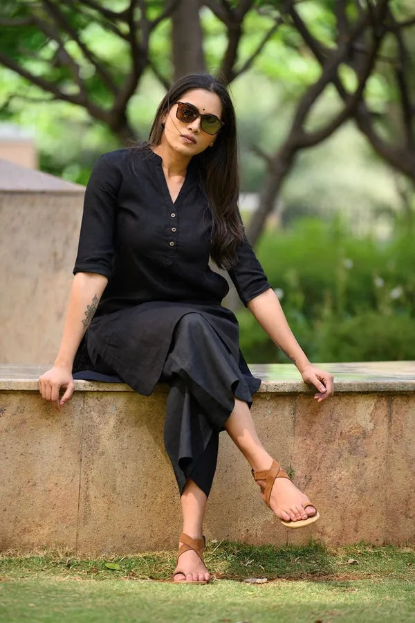 lack Cotton Formal Kurti With Pant