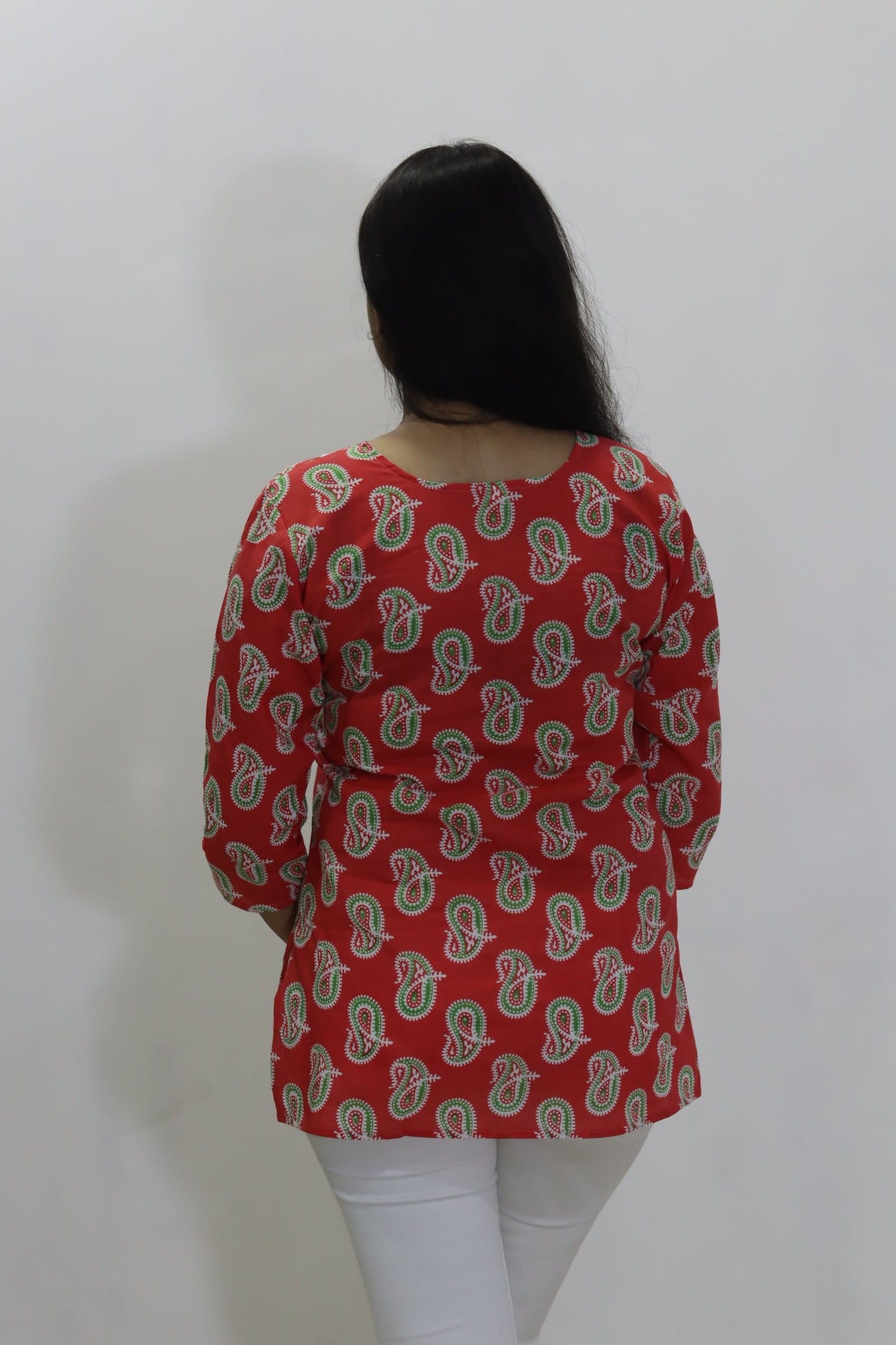 Red pure cotton jaipuri top for women
