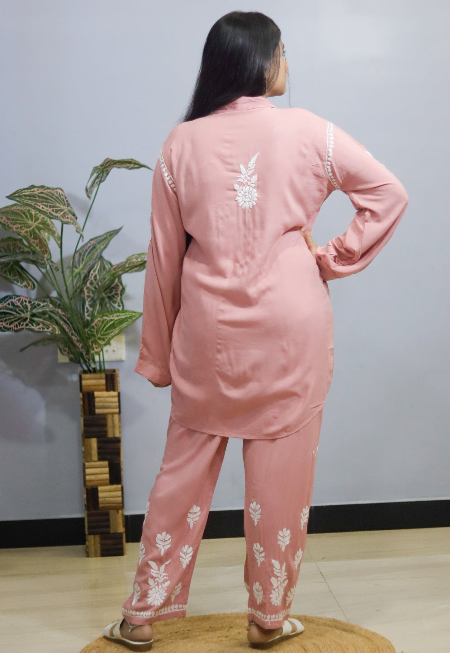 Blush Pink Chikankari Coord Set
