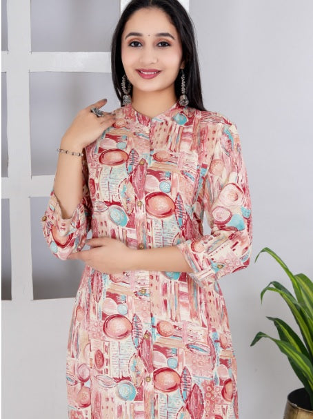 Onion Angrakha Style Pure Cotton Regular Kurti For Women
