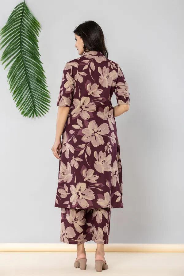 Vine cotton flex as khadi style kurti pant set for women