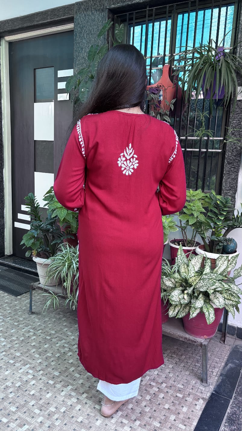 Meher Maroon Chikankari Kurti