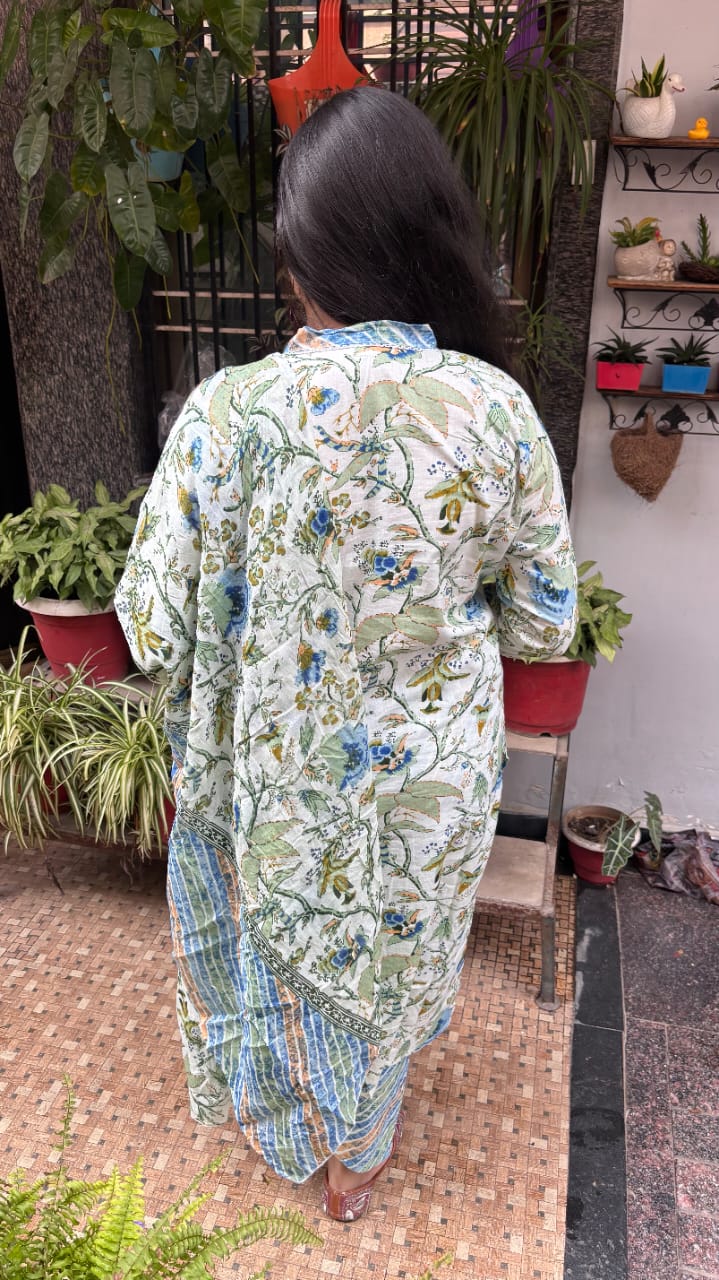 Blue Meadow Jaipuri Cotton Dupatta Set