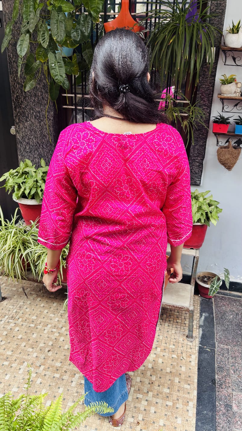 Pink printed Cotton kurti