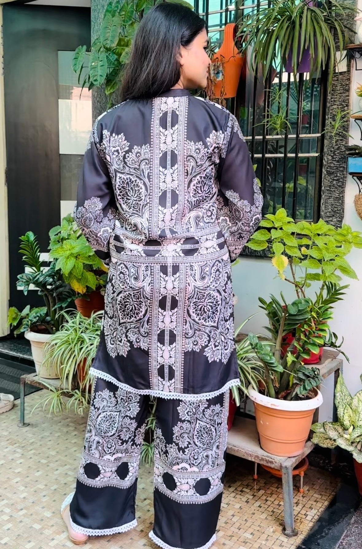 black printed turkish cord set