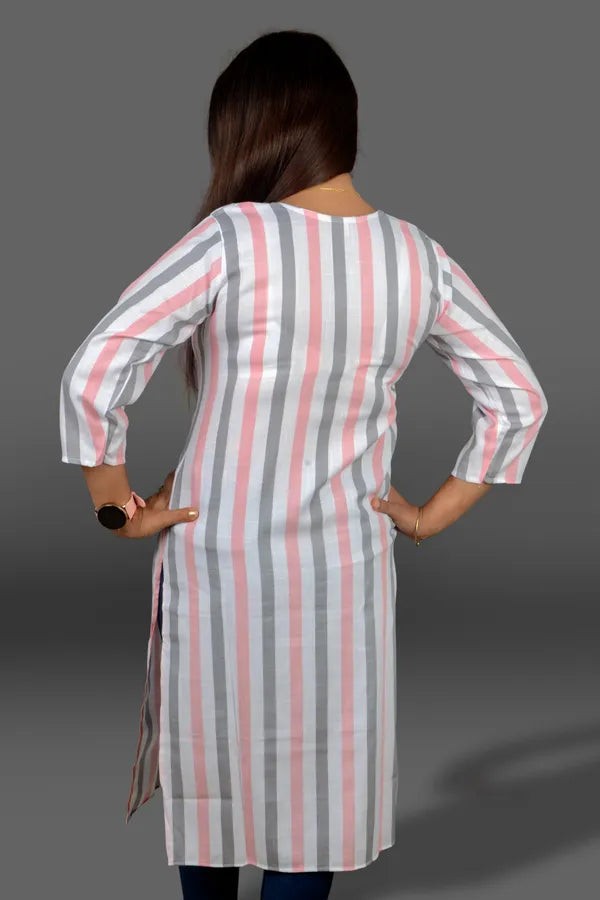 Pink Women Solid A-line Kurta