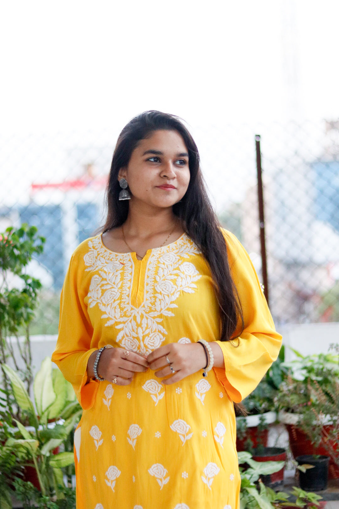 Yellow Rayon  Embroidered Kurti  For Women