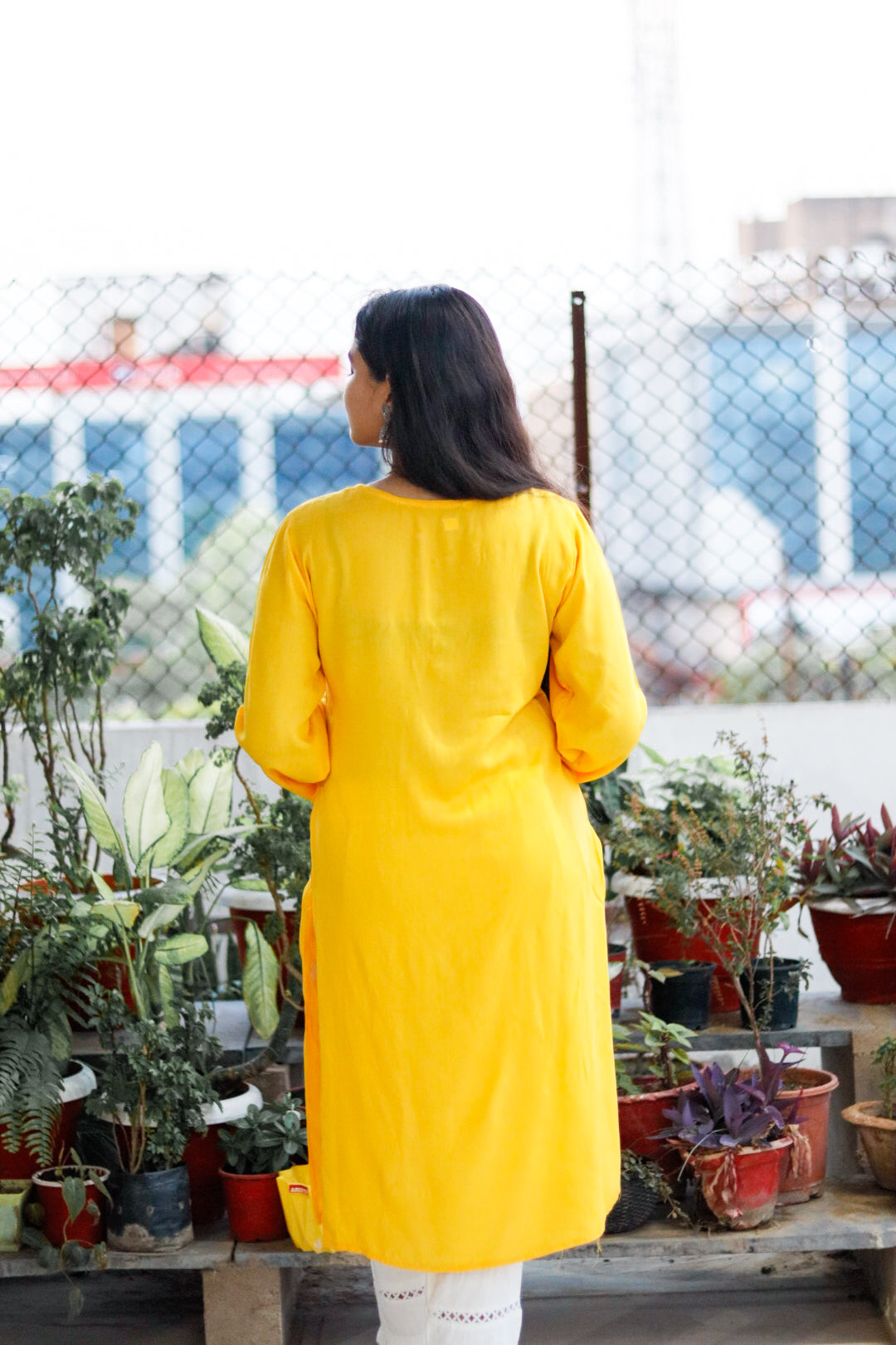 Yellow Rayon  Embroidered Kurti  For Women