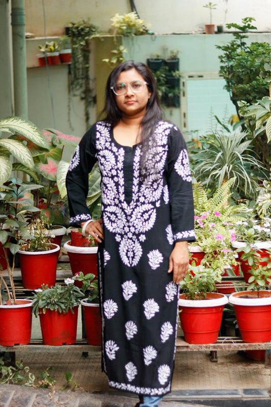 Rayon Cotton Aline Chikankari Kurta