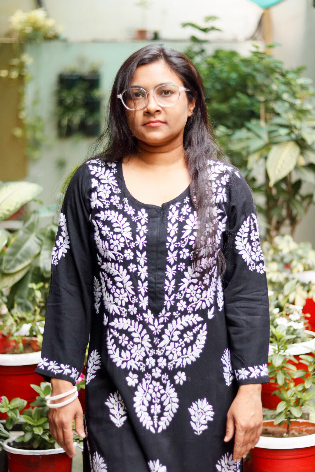 Rayon Cotton Aline Chikankari Kurta