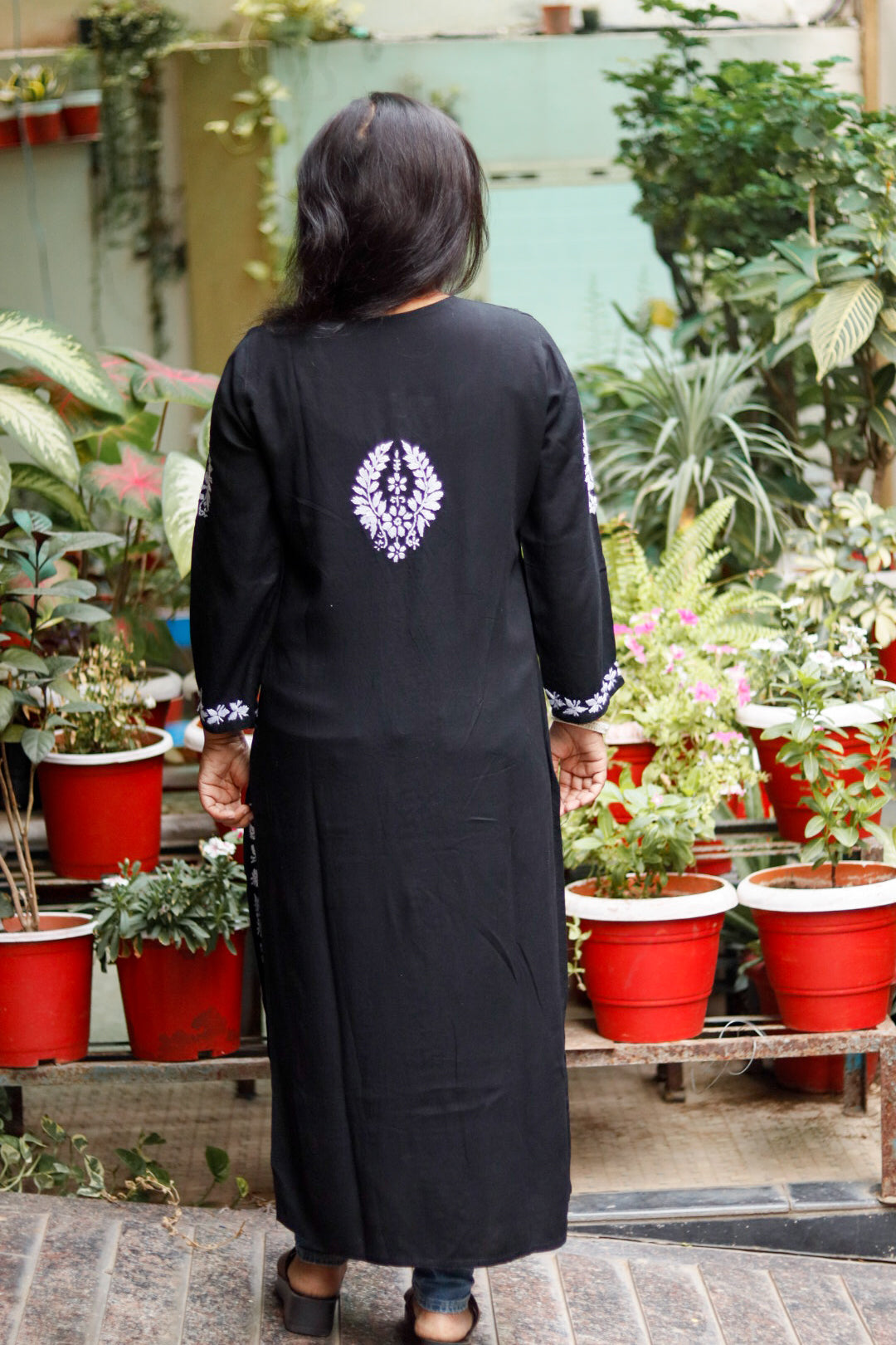 Rayon Cotton Aline Chikankari Kurta