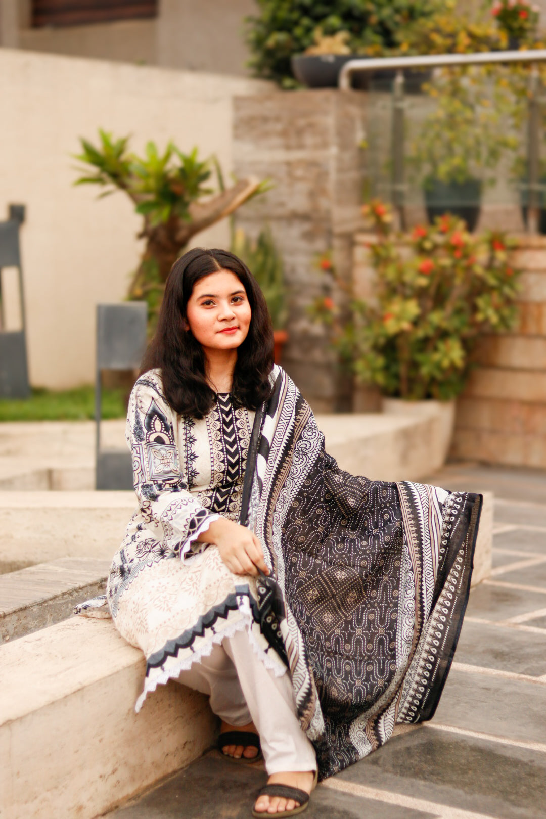 Noor-e-Shaam Digital printed cotton kurta pant dupatta set