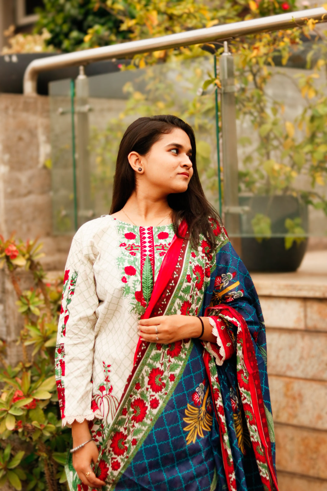 Multicolur Elegance  Digital printed  cotton kurta pant dupatta set