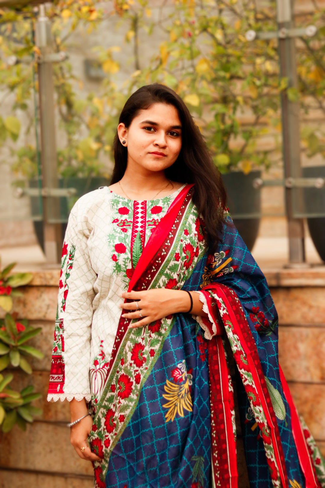 Multicolur Elegance  Digital printed  cotton kurta pant dupatta set