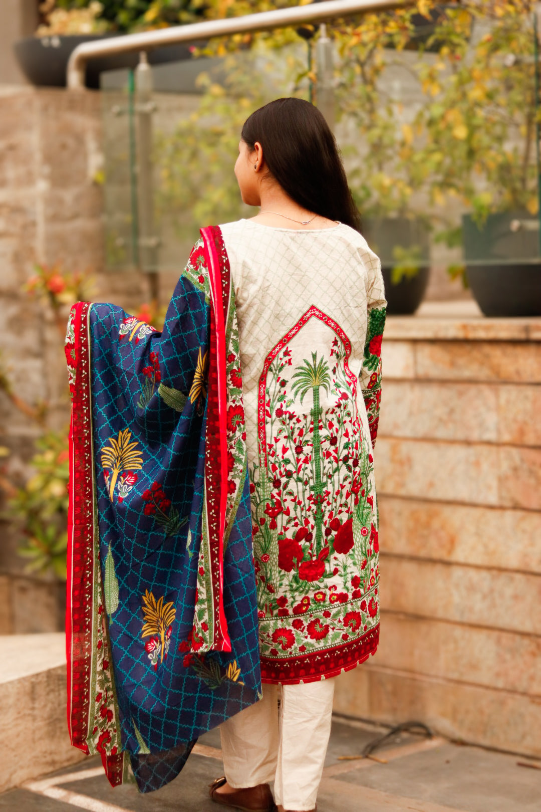 Multicolur Elegance  Digital printed  cotton kurta pant dupatta set