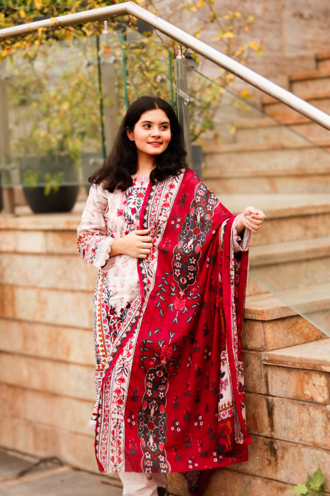 vine Digital printed  cotton kurta pant dupatta set