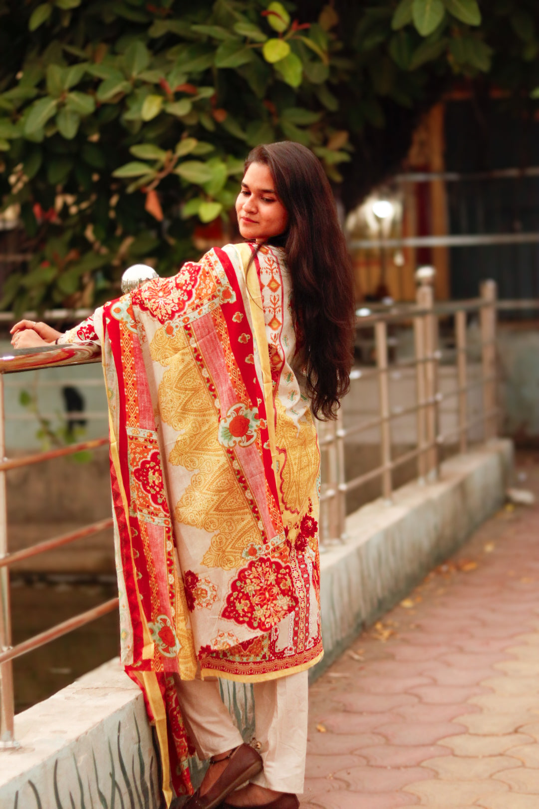 Kesar Gulab Digital printed  cotton kurta pant dupatta set