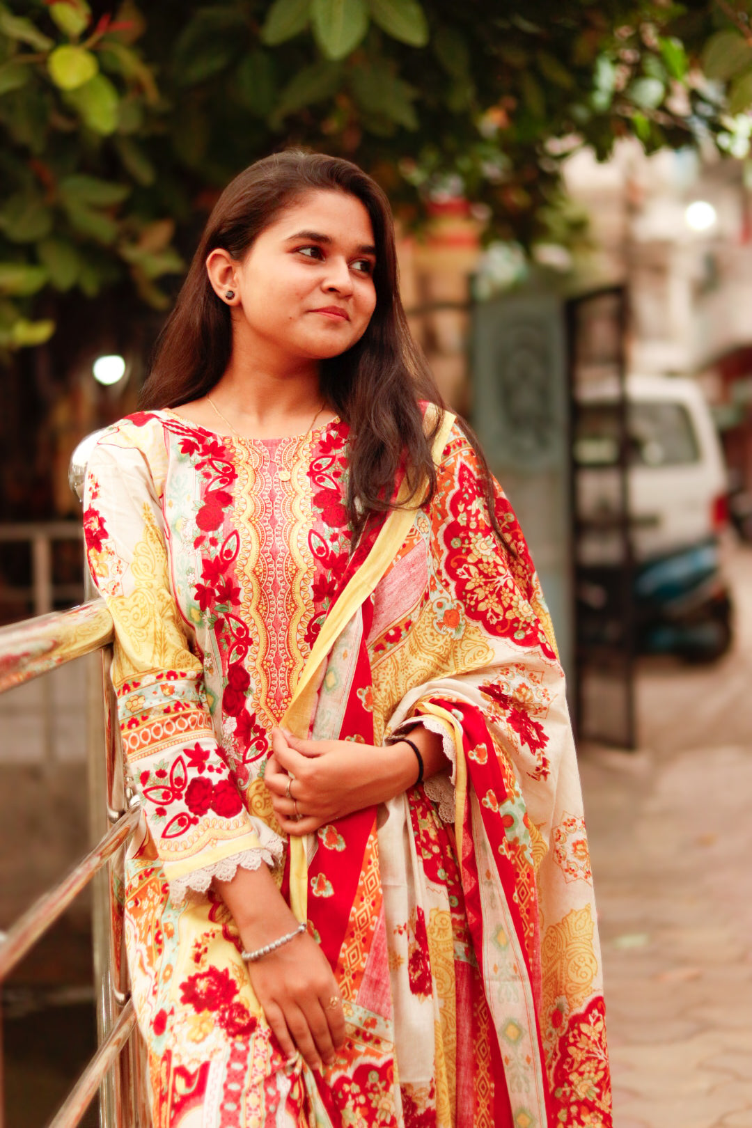 Kesar Gulab Digital printed  cotton kurta pant dupatta set