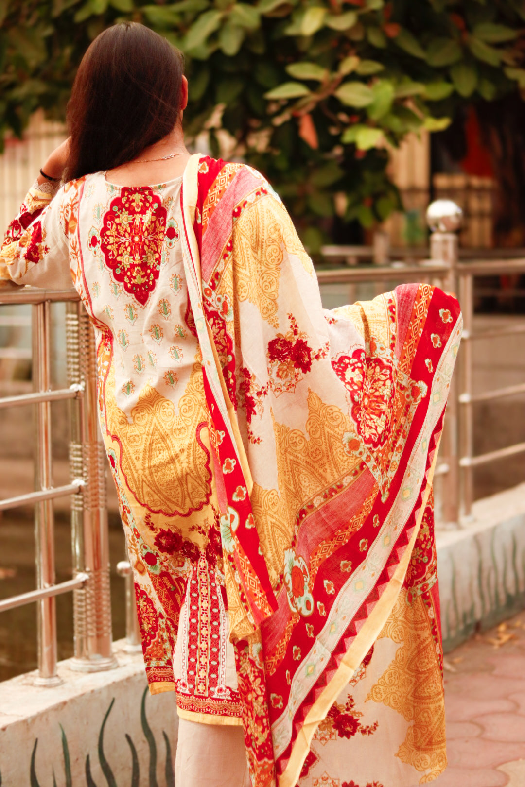 Kesar Gulab Digital printed  cotton kurta pant dupatta set