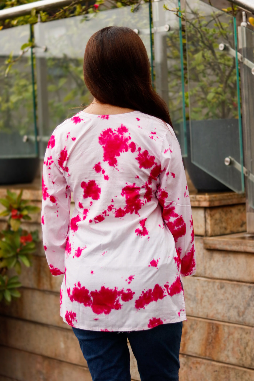 Pink and Green Tie and Dye Top