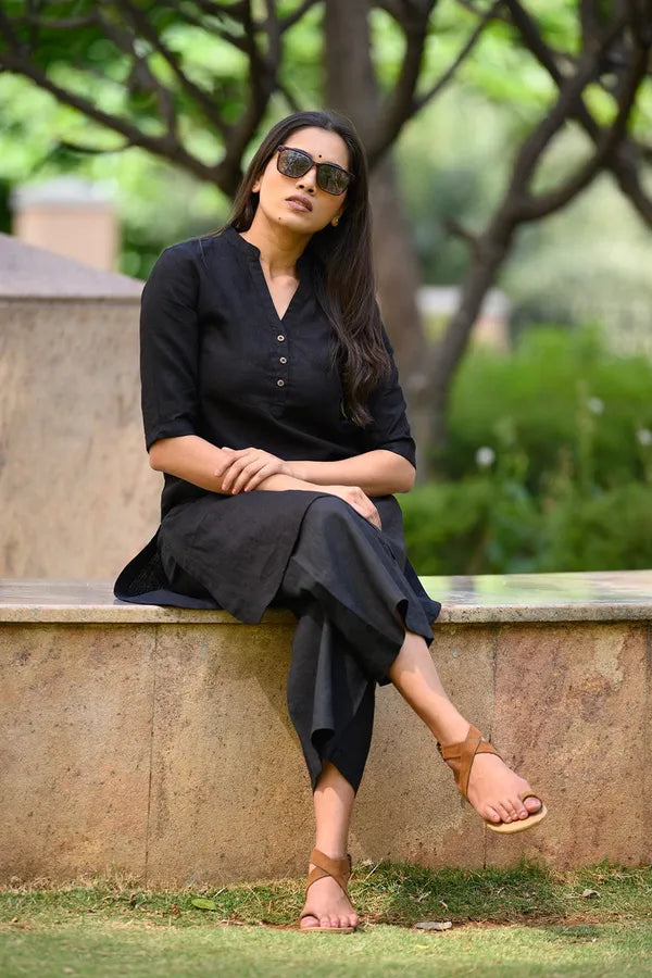 lack Cotton Formal Kurti With Pant