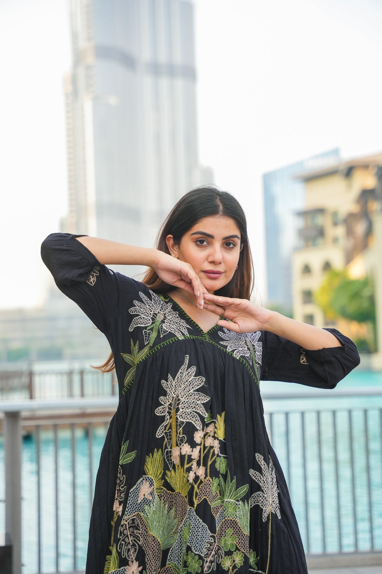 Black Mal Mal Cotton Embroidered Tunic