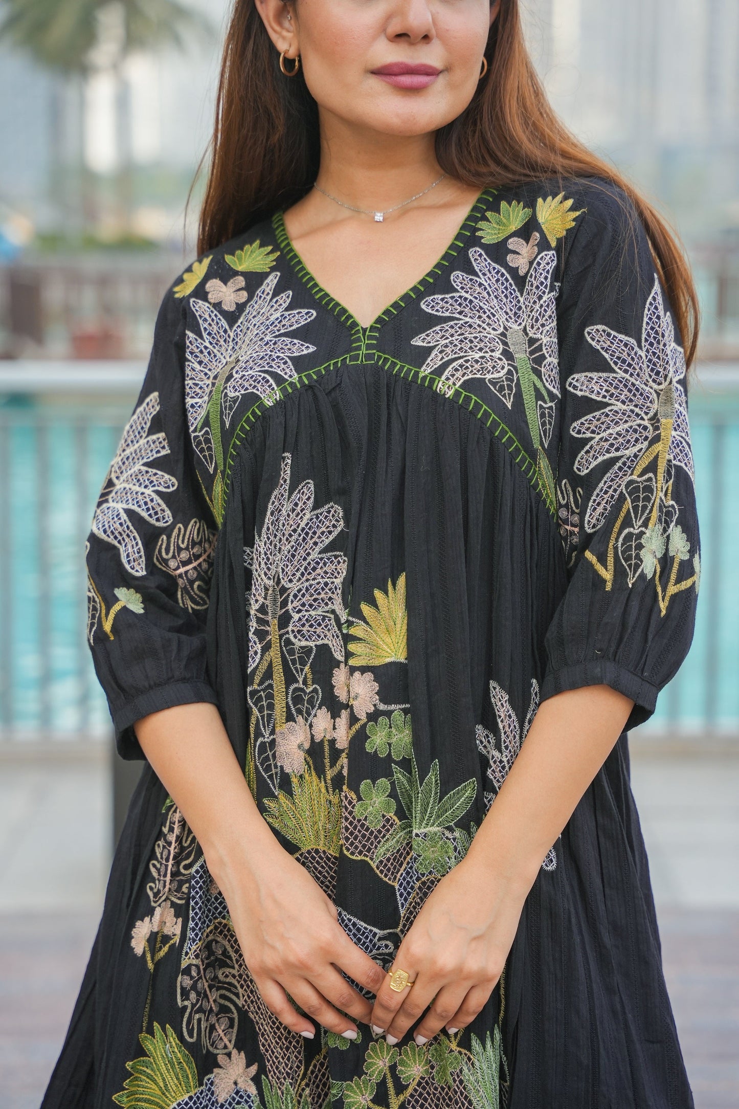 Black Mal Mal Cotton Embroidered Tunic
