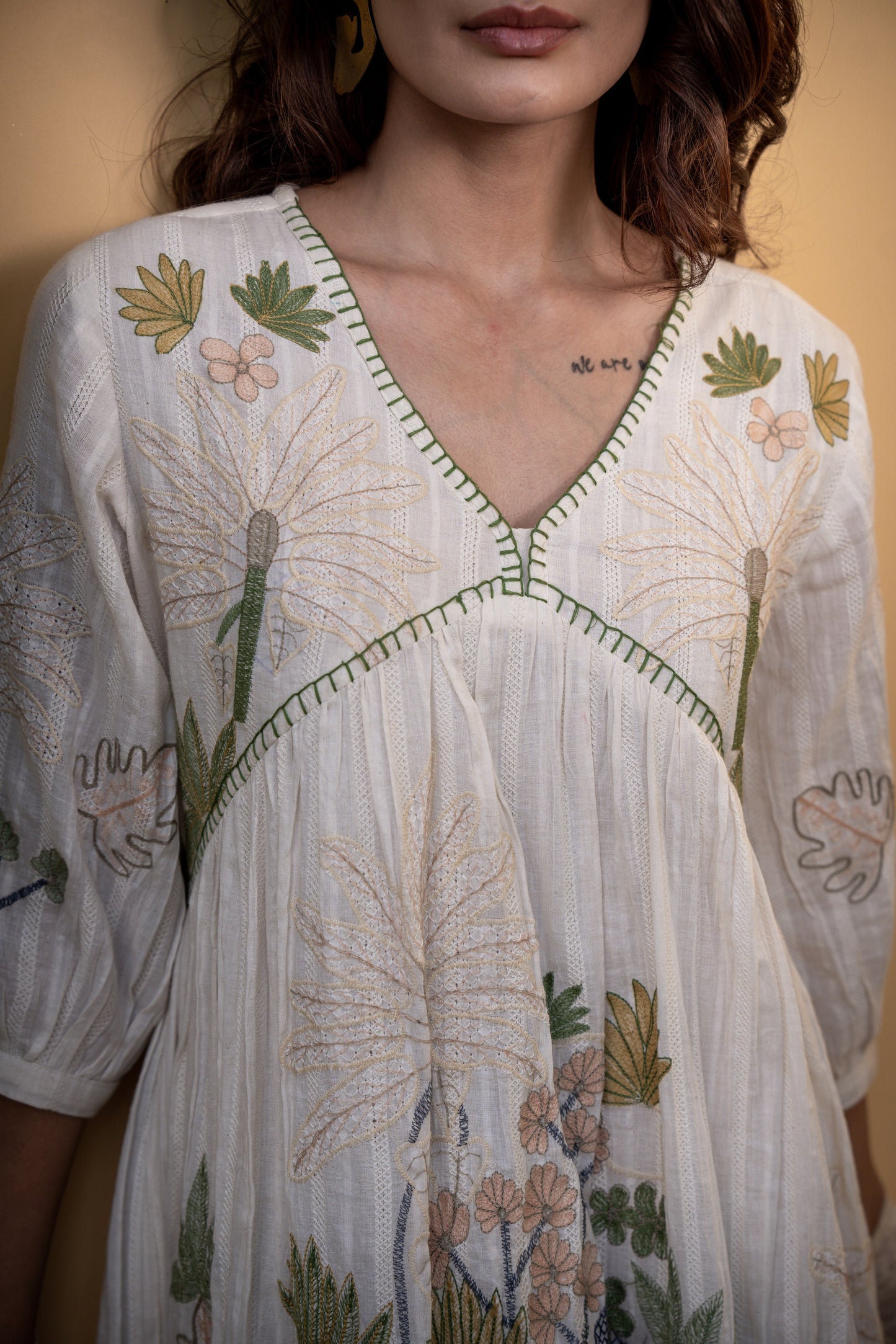 Cream Mal Mal Cotton Embroidered Tunic