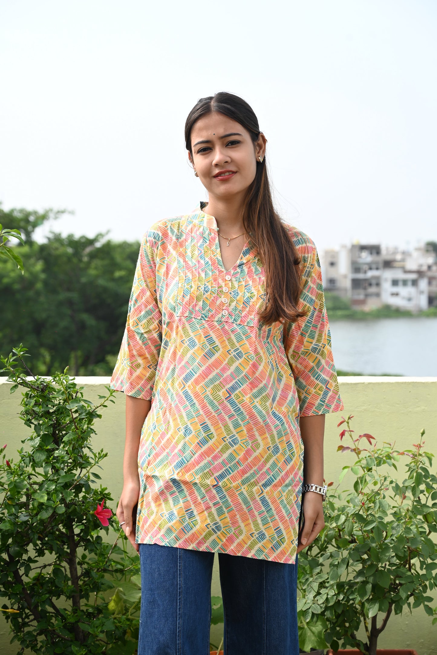 Multicolour stylish cotton top for womentop