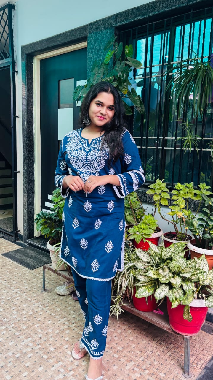 Neel Tara Midnight Blue Chikankari Co-ord set