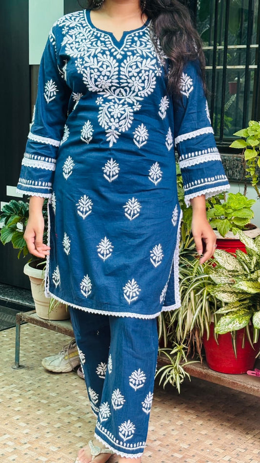 Neel Tara Midnight Blue Chikankari Co-ord set