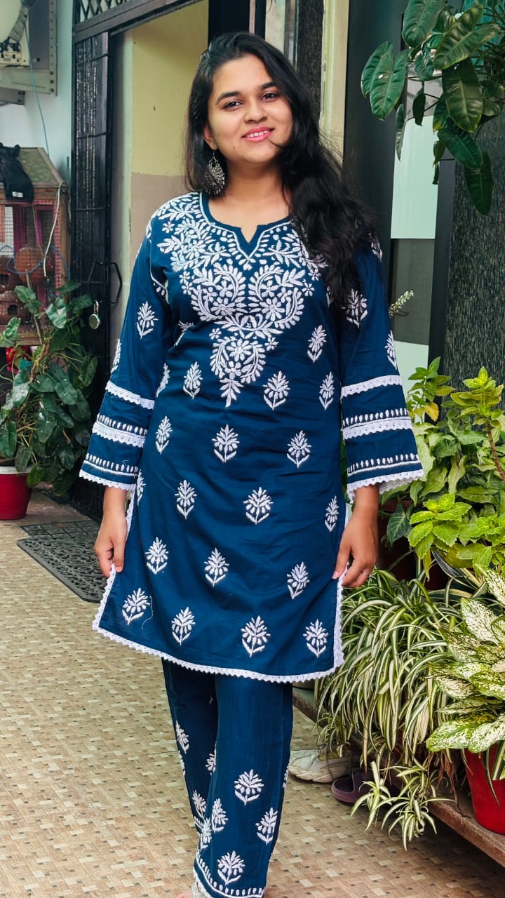 Neel Tara Midnight Blue Chikankari Co-ord set
