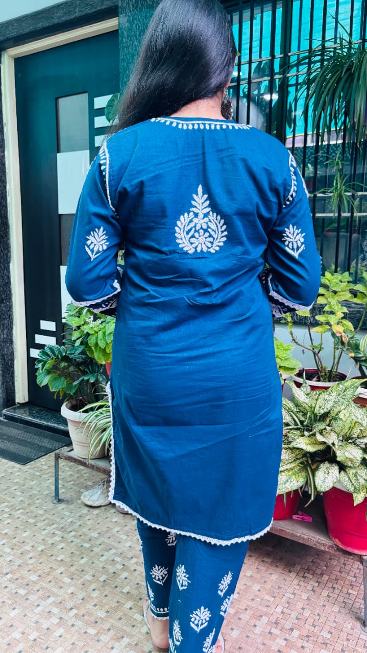 Neel Tara Midnight Blue Chikankari Co-ord set