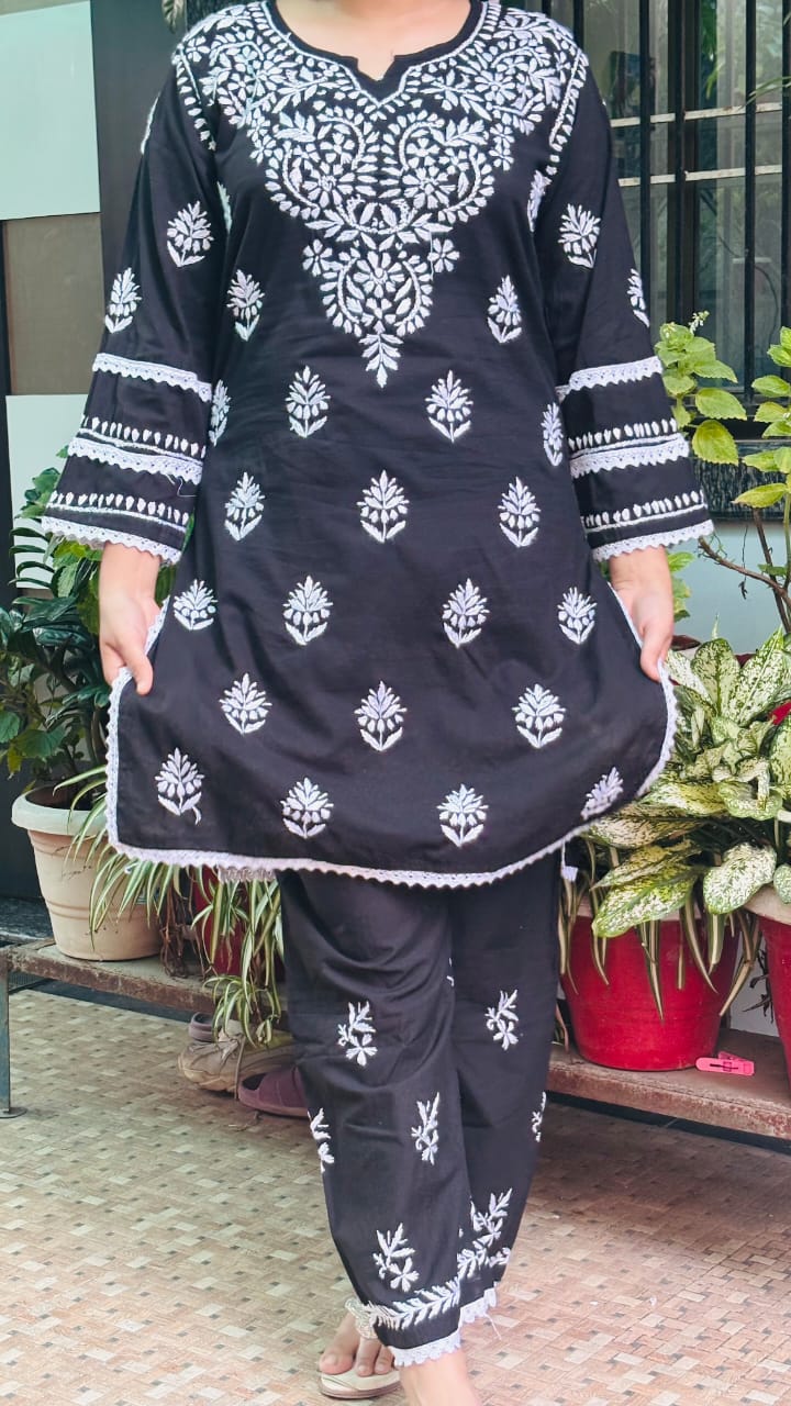 Black Chikankari Co-ord Set