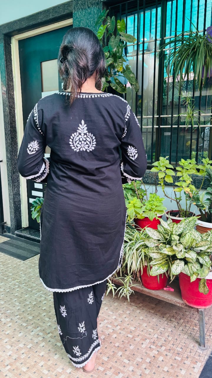 Black Chikankari Co-ord Set