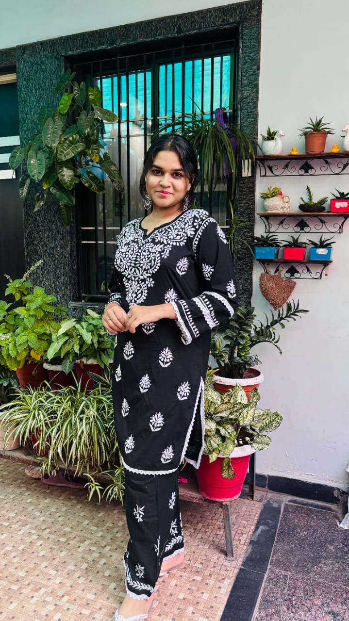 Black Chikankari Co-ord Set