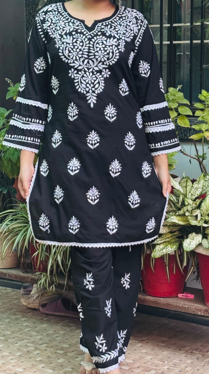 Black Chikankari Co-ord Set