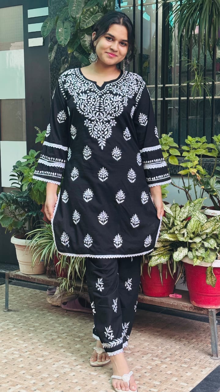 Black Chikankari Co-ord Set