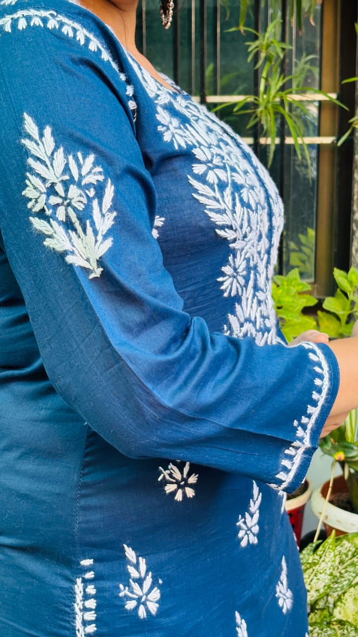 Navy blue chikankari Kurti Pant