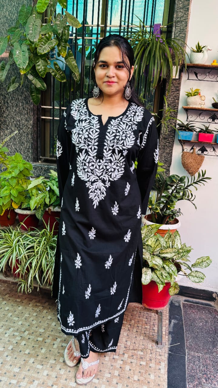 Black chikankari Kurti Pant