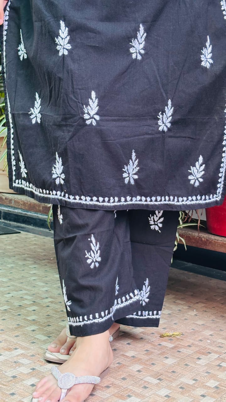 Black chikankari Kurti Pant