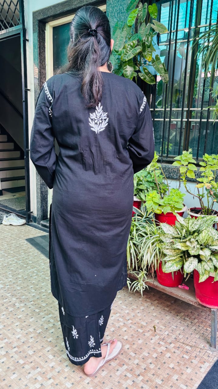 Black chikankari Kurti Pant