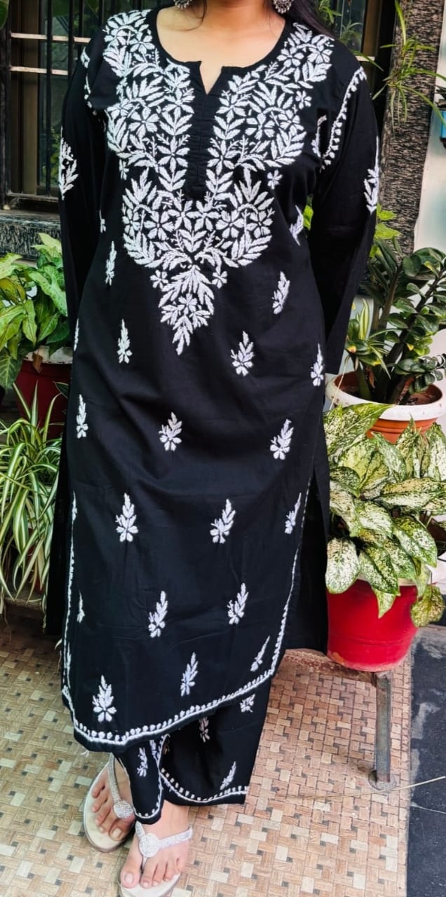 Black chikankari Kurti Pant