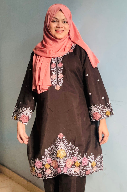 Noir Blossom Embroidered Pakistani Cord Set