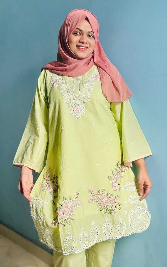 Light Pistachio Green  Embroidered Pakistani Cord Set