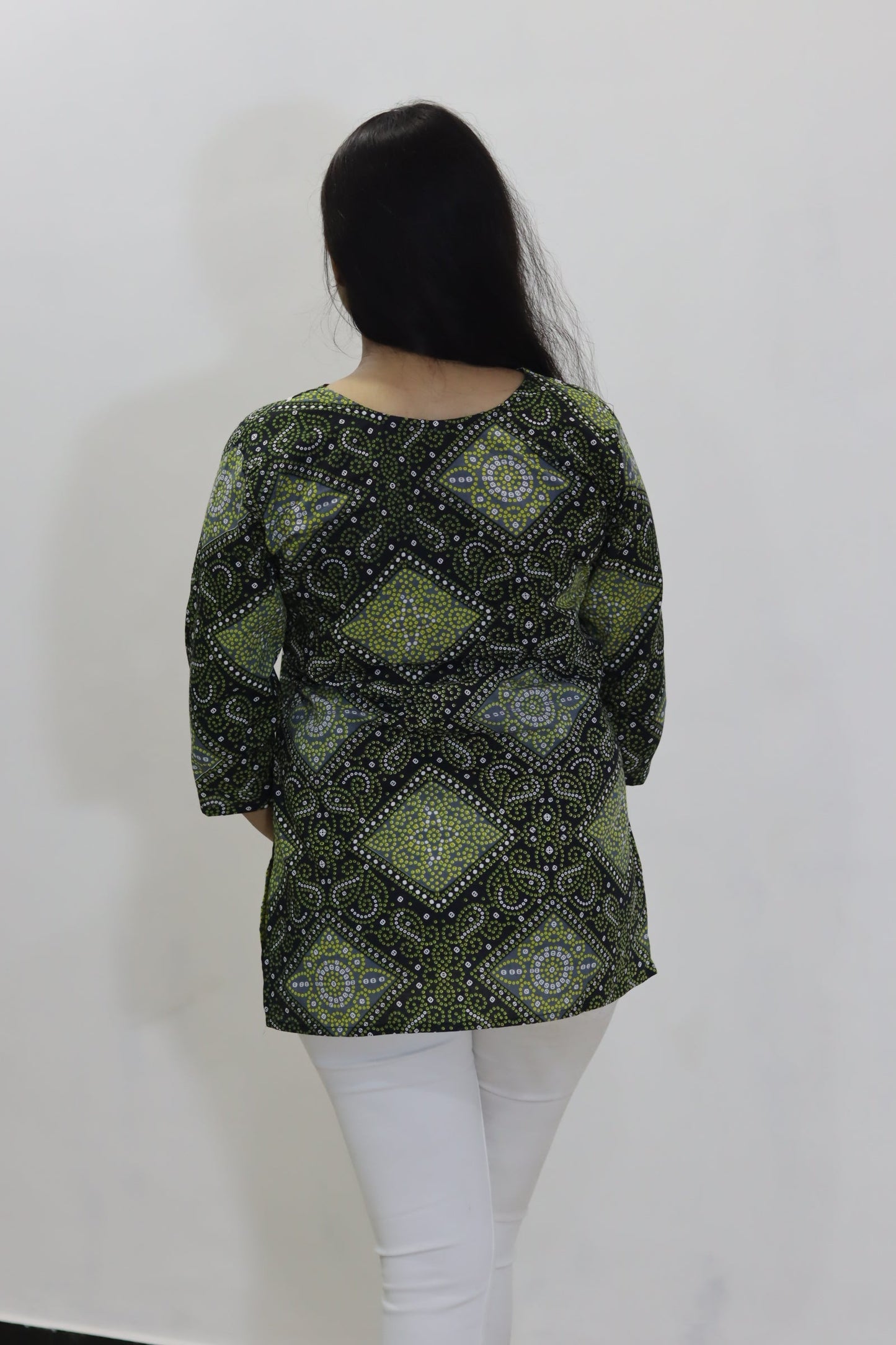 Black bandhani print pure Jaipuri cotton top for women