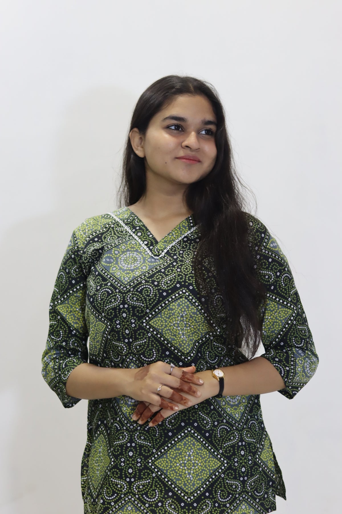 Black bandhani print pure Jaipuri cotton top for women