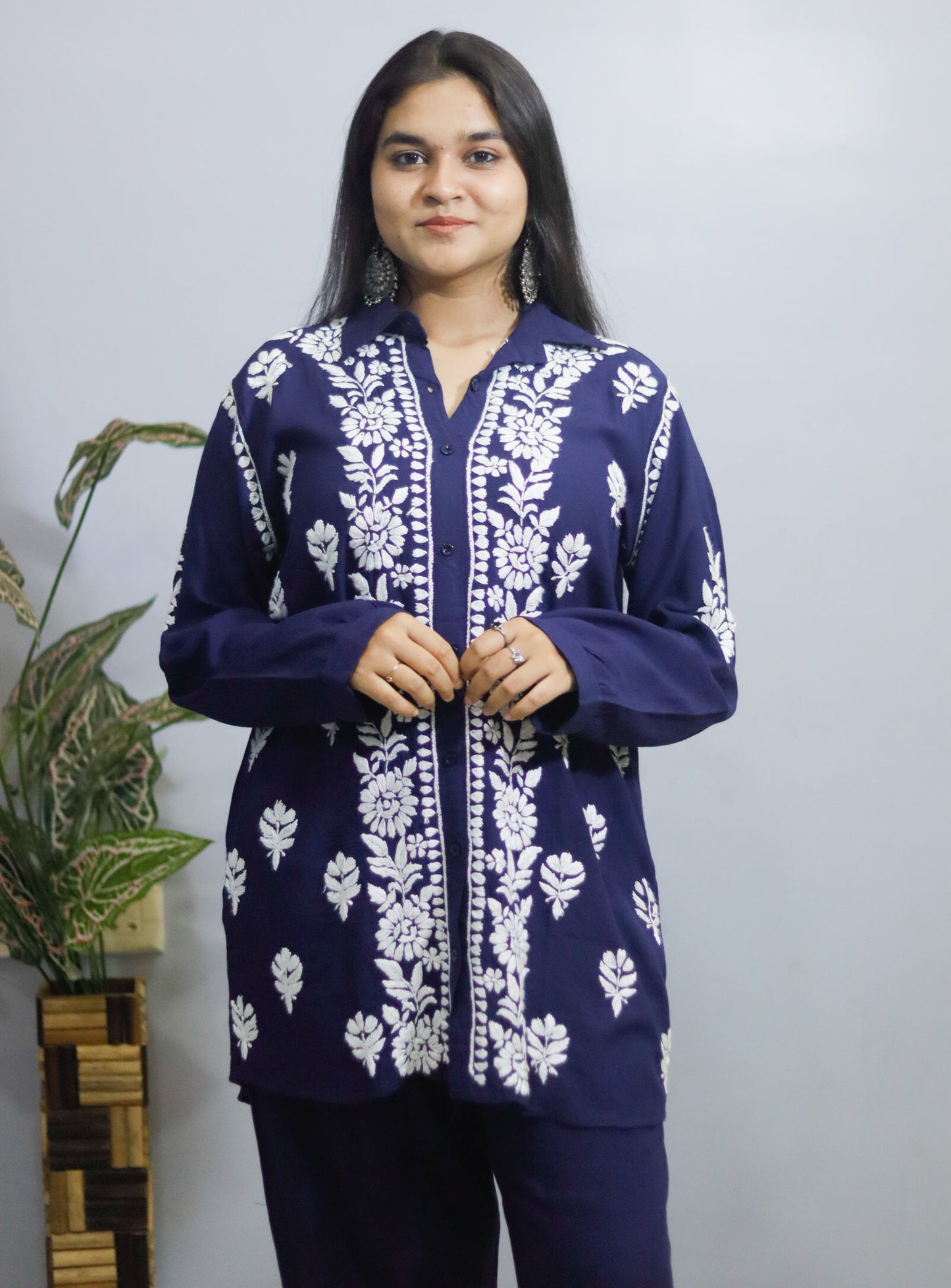 Navy Blue Chikankari Coord Set