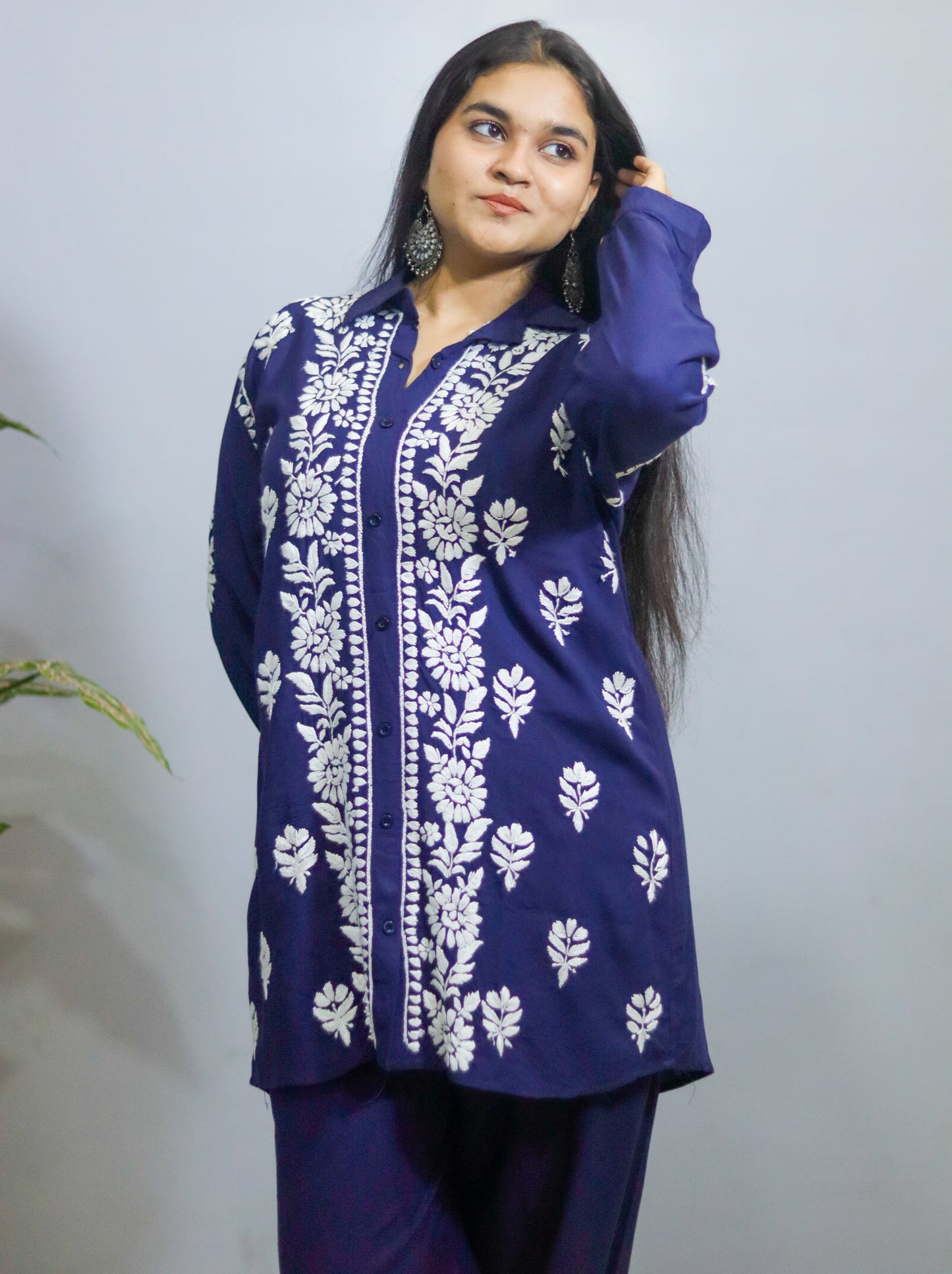 Navy Blue Chikankari Coord Set